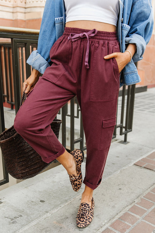 BEVIQUEEN Cargo Cutie Crop Pant - Wine