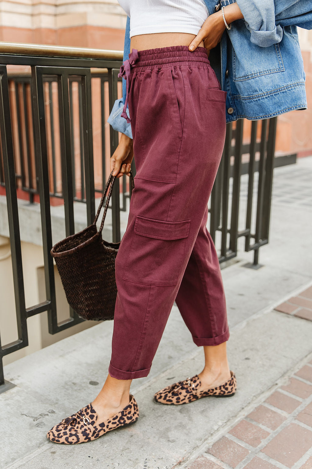 BEVIQUEEN Cargo Cutie Crop Pant - Wine