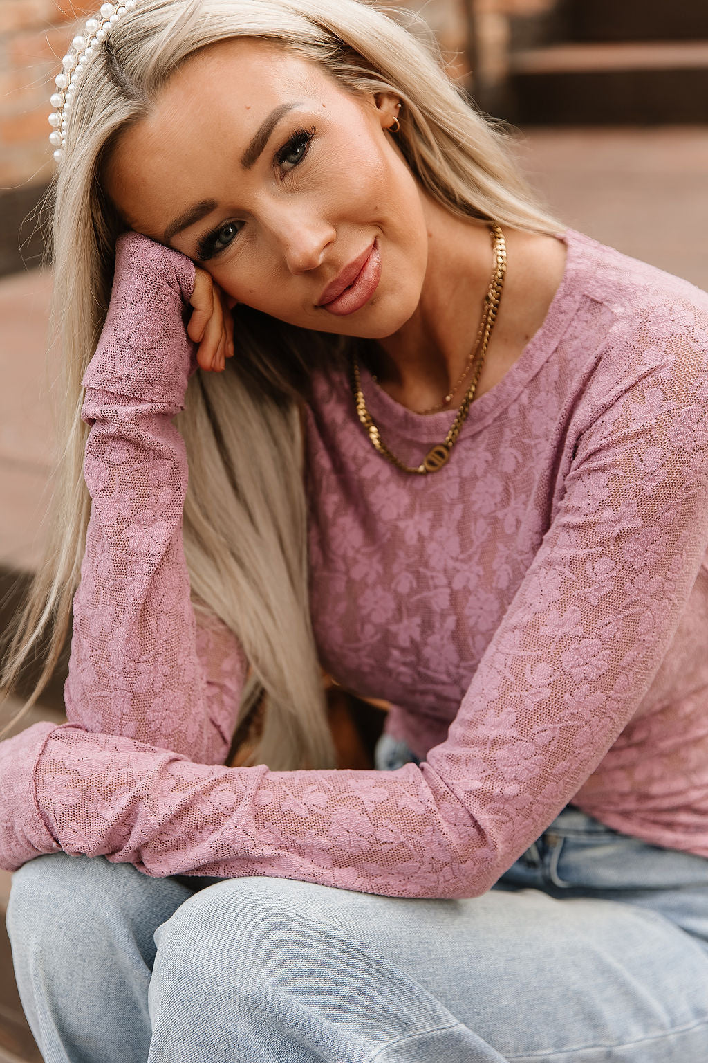 BEVIQUEEN Hattie Lace Long Sleeve - Mauve