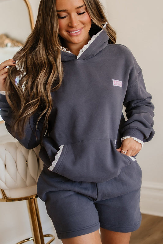 BEVIQUEEN Comfort Zone Hoodie - Charcoal Lace