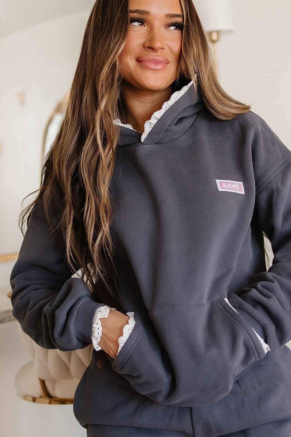 BEVIQUEEN Comfort Zone Hoodie - Charcoal Lace