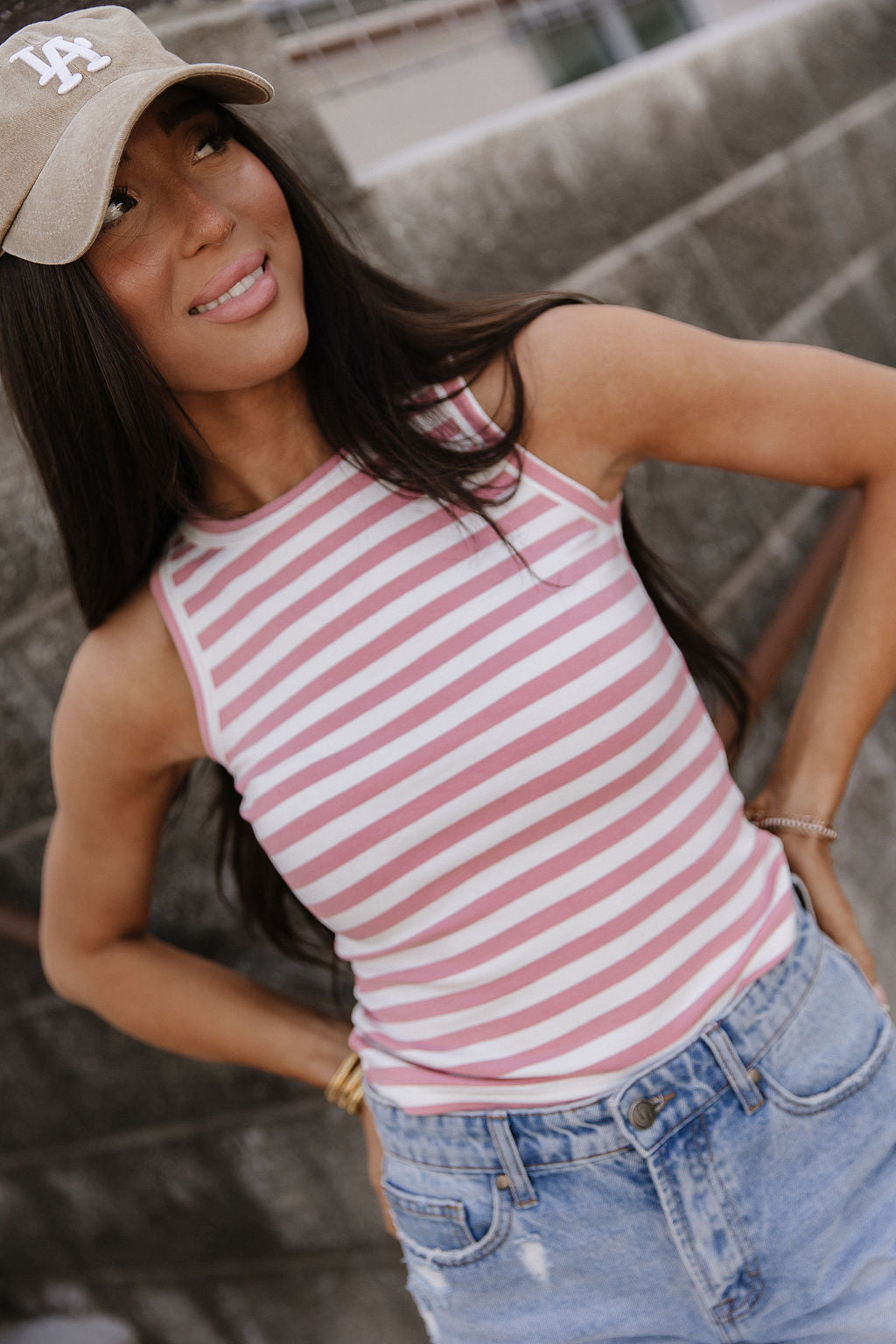 BEVIQUEEN Stripe Tank - Blush