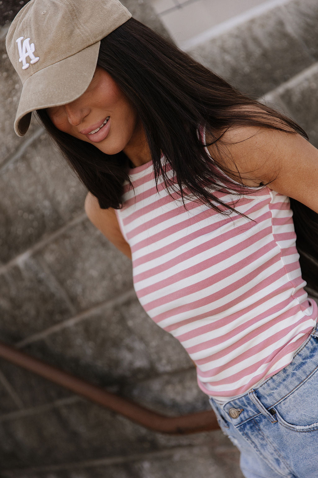 BEVIQUEEN Stripe Tank - Blush