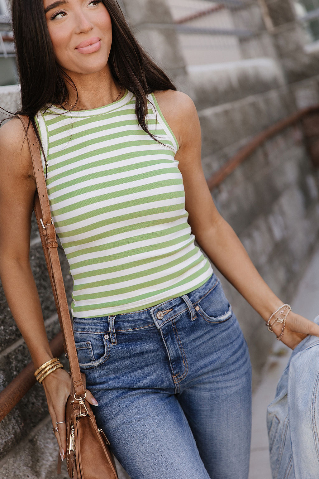 BEVIQUEEN Stripe Tank - Lime