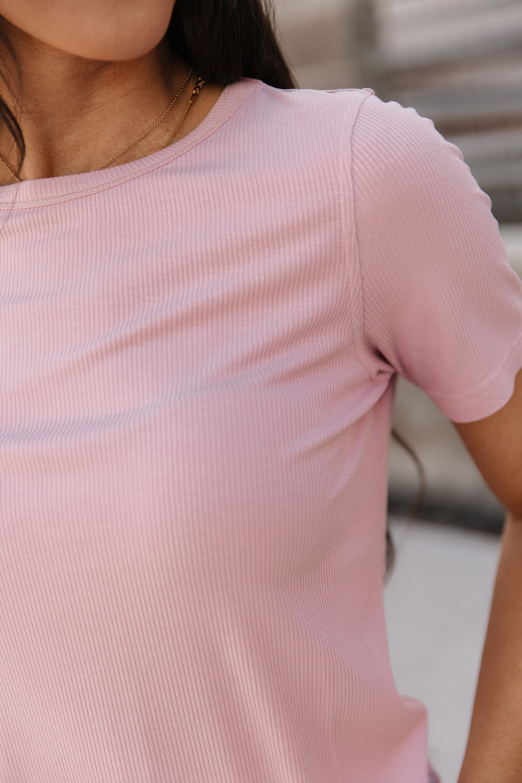 BEVIQUEEN Ribbed Lulu Tee - Blush
