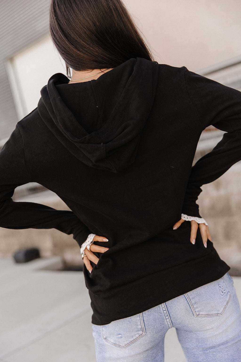 BEVIQUEEN Henley Hoodie - Midnight Lace