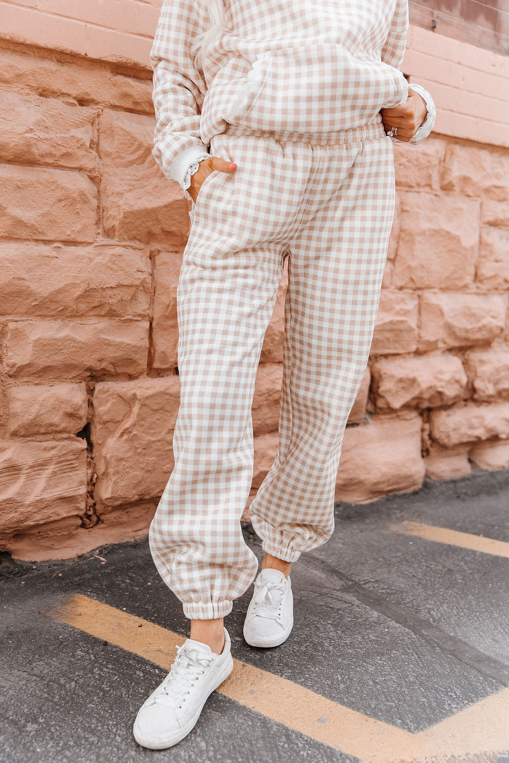 BEVIQUEEN Comfort Zone Joggers - Gingham Lace