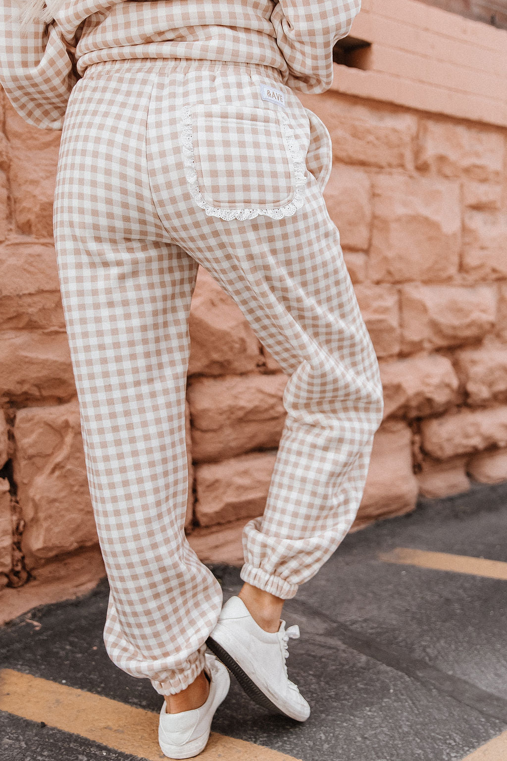 BEVIQUEEN Comfort Zone Joggers - Gingham Lace