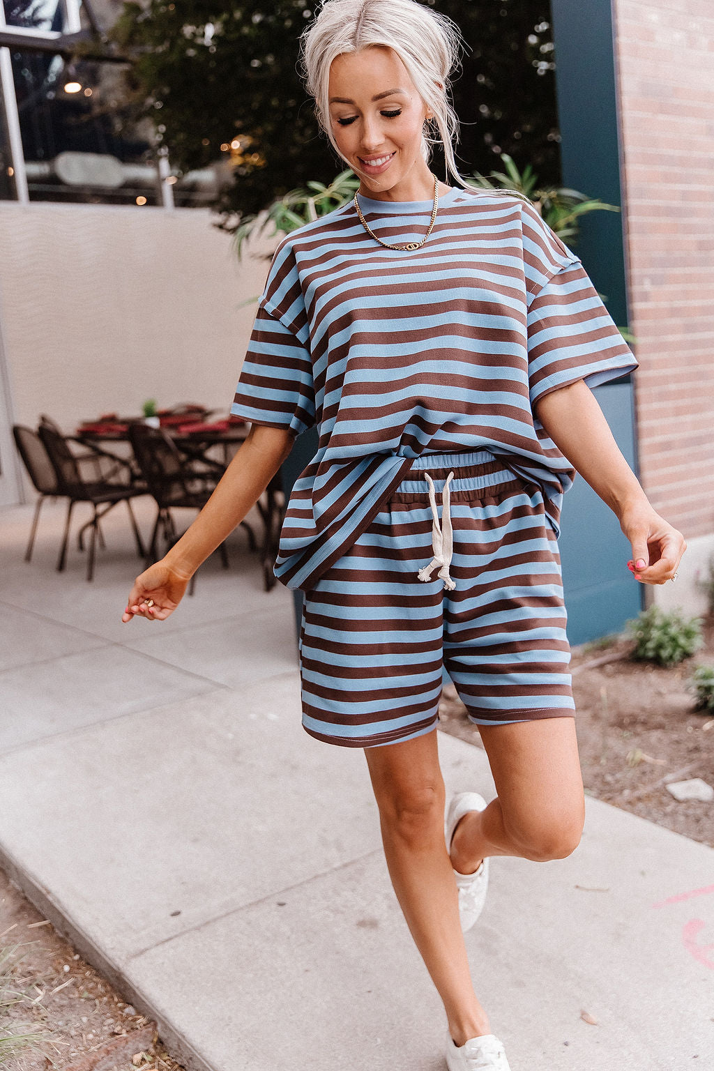 BEVIQUEEN Waffle 24/7 Shorts - Blueberry Stripe