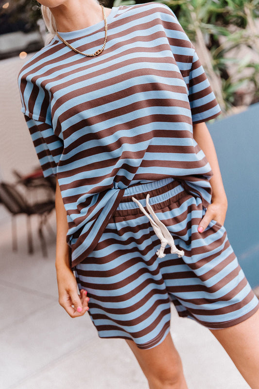 BEVIQUEEN Waffle 24/7 Shorts - Blueberry Stripe