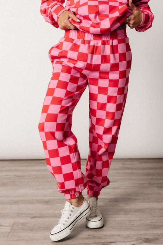 BEVIQUEEN Checkered Joggers - Love Language