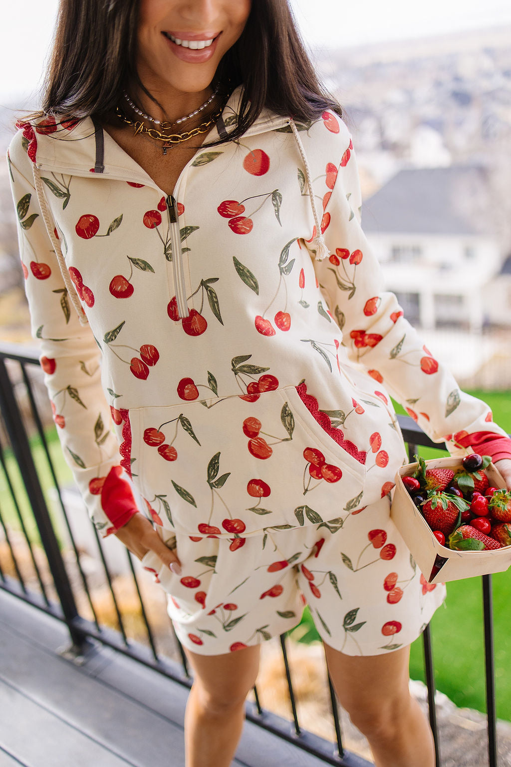 BEVIQUEEN HalfZip Sweatshirt - Cherry On Top