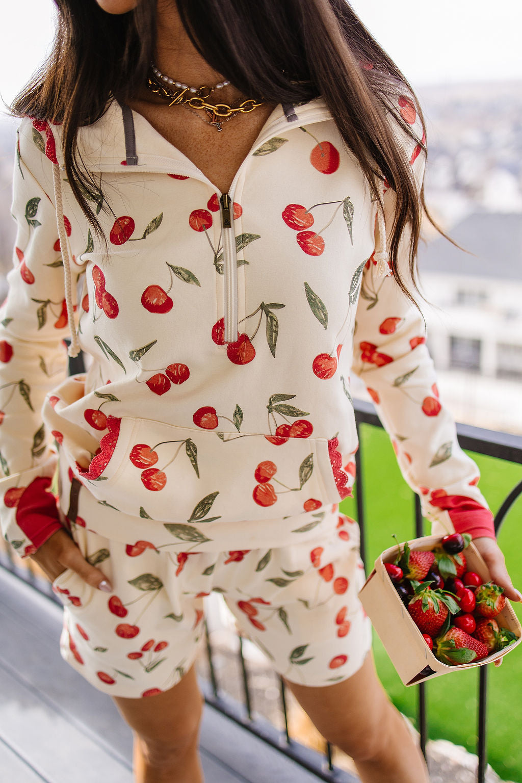 BEVIQUEEN HalfZip Sweatshirt - Cherry On Top