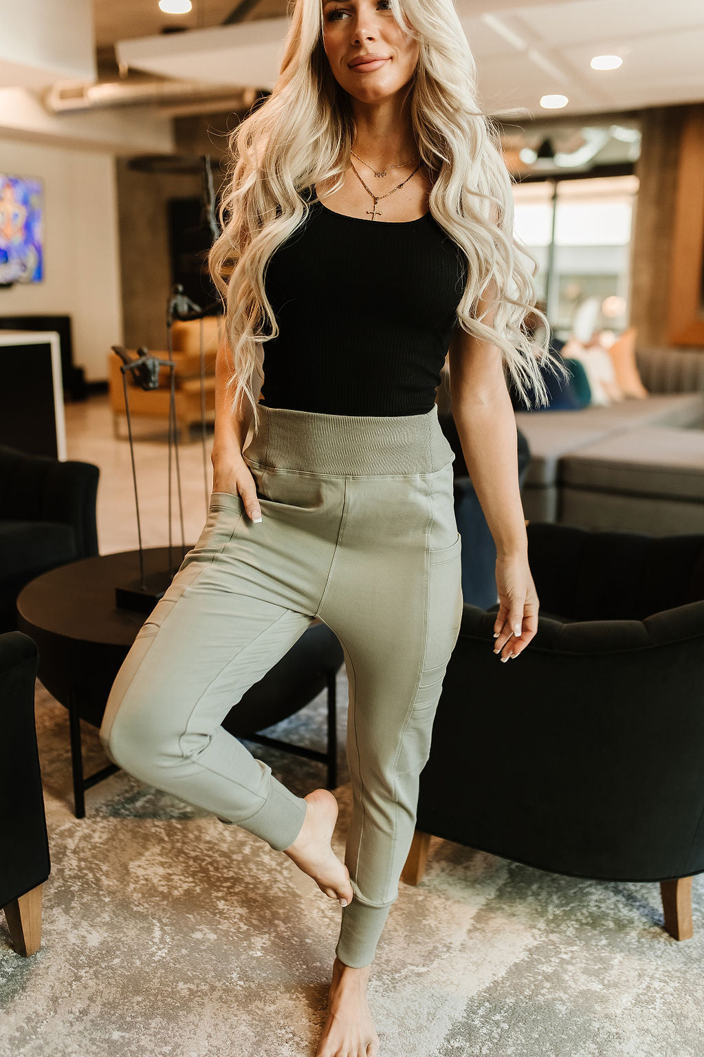 BEVIQUEEN Level Up Joggers- Sage