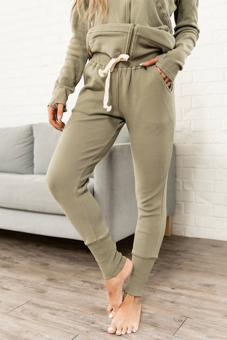 BEVIQUEEN Waffle Knit Joggers- Willow