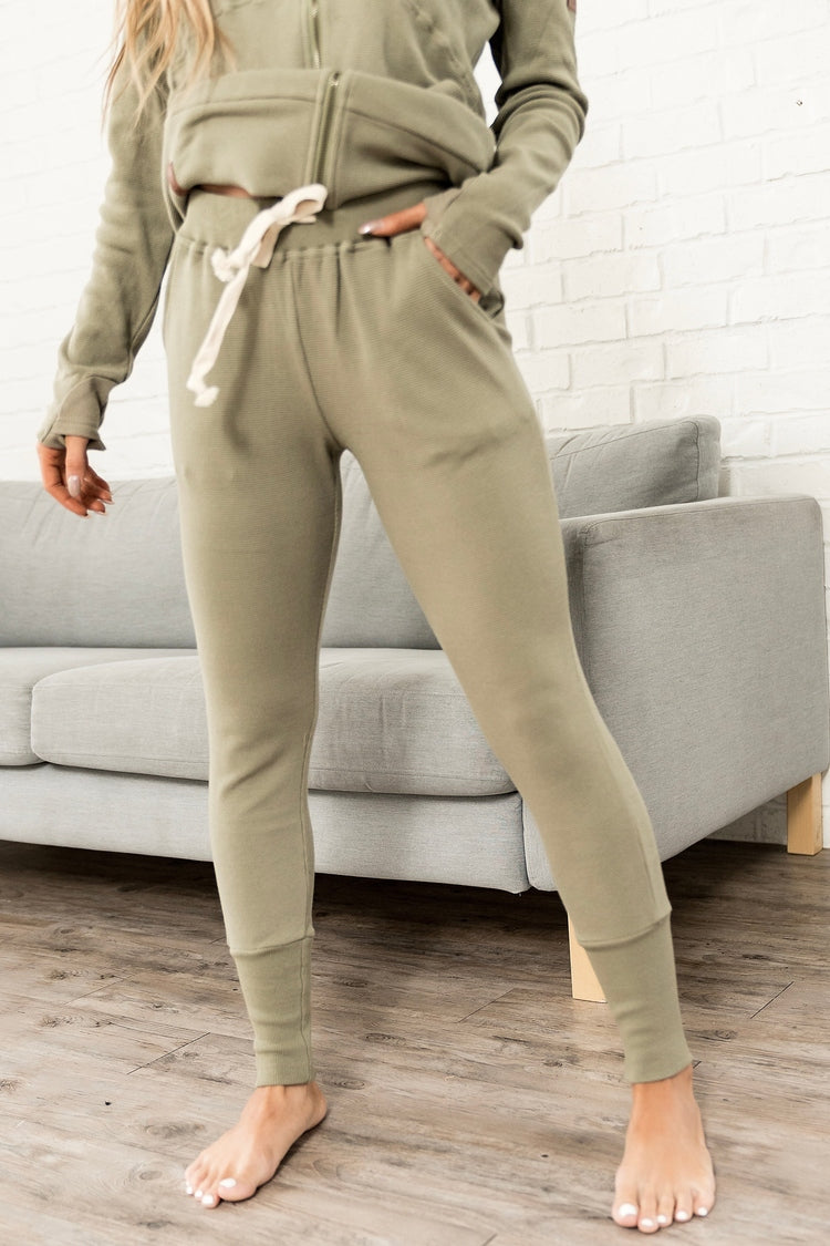 BEVIQUEEN Waffle Knit Joggers- Willow