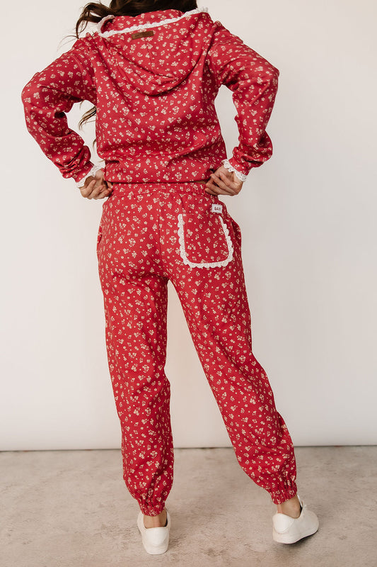 BEVIQUEEN Lace Pocket Joggers - Cherry Blossom Babe