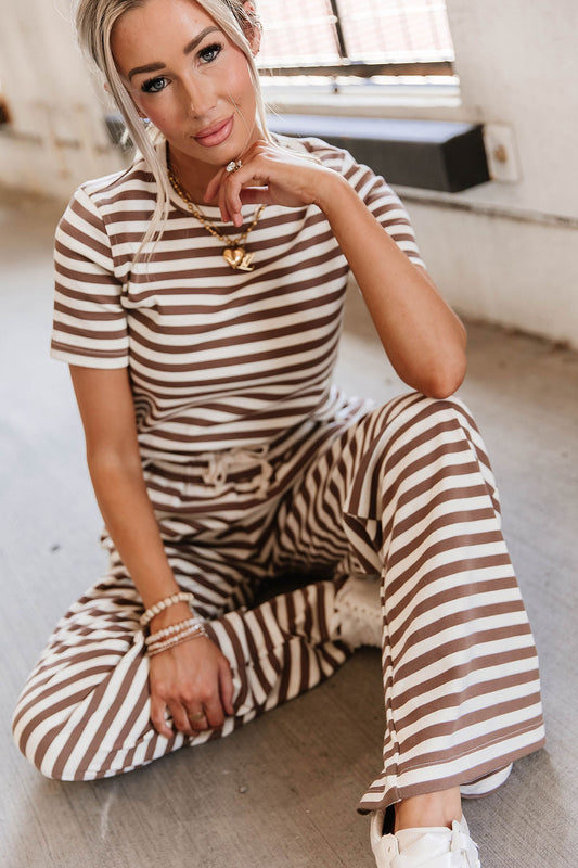 BEVIQUEEN Lulu Tee - Coffee Stripe