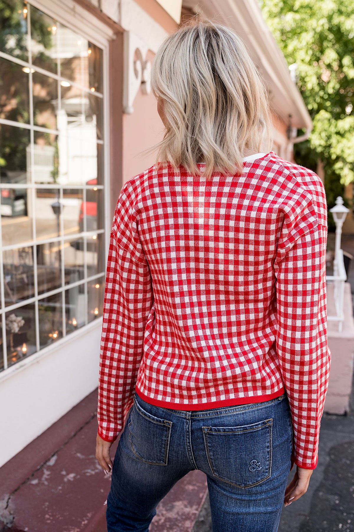 BEVIQUEEN Red Gingham Cardigan