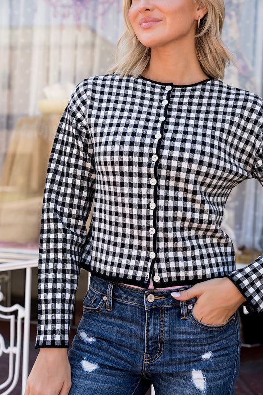 BEVIQUEEN Black Gingham Cardigan