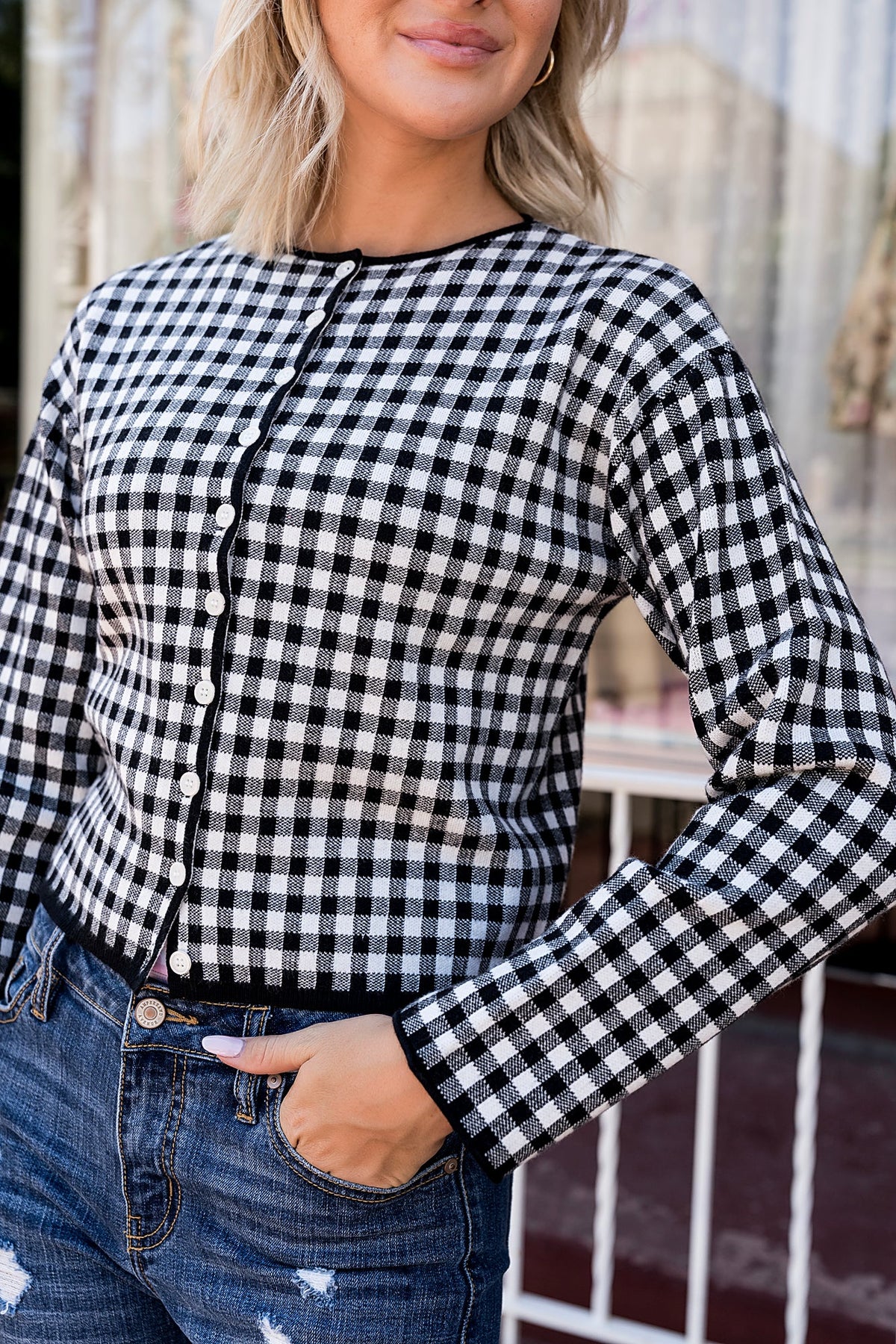 BEVIQUEEN Black Gingham Cardigan