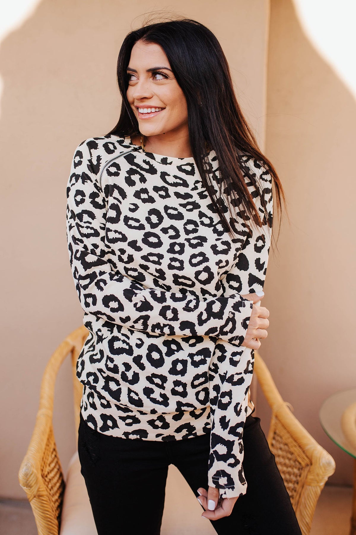 BEVIQUEEN Pullover Sweatshirt - Cream Leopard SideZip