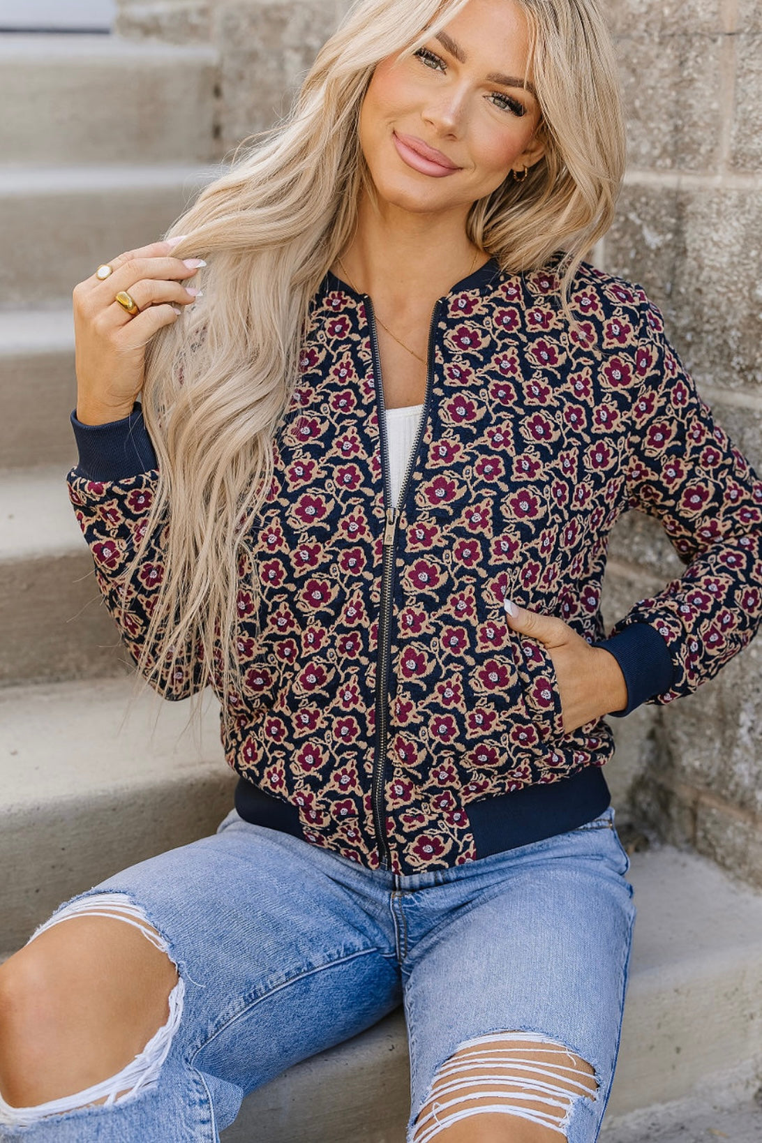 BEVIQUEEN Flowerbomb-er Jacket- Blue