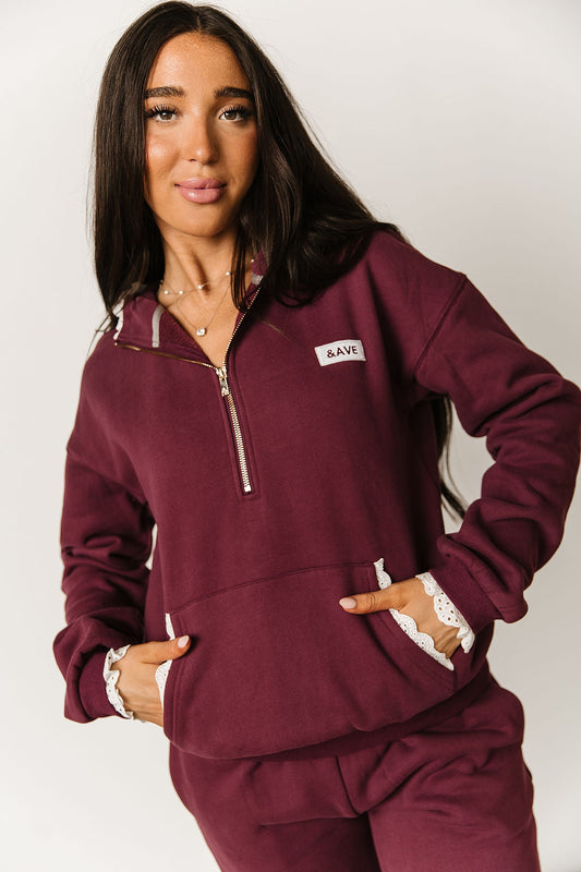 BEVIQUEEN Comfort Zone HalfZip - Maroon Lace
