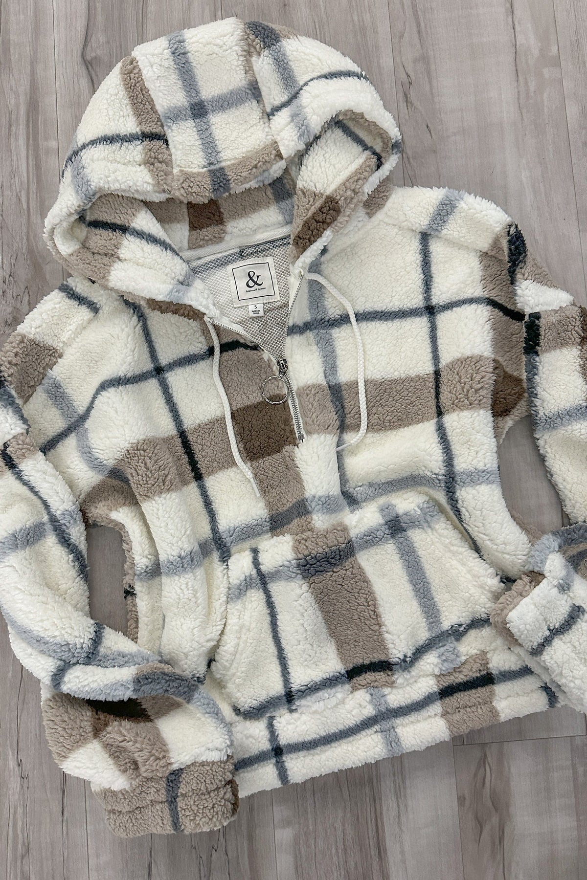 BEVIQUEEN HalfZip Plaid Sherpa
