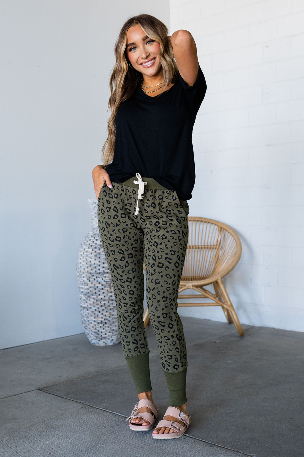 BEVIQUEEN New & Improved Joggers - Olive Leopard