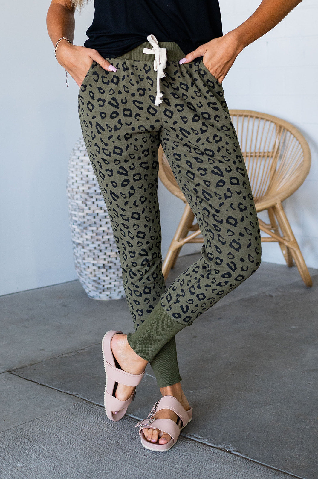 BEVIQUEEN New & Improved Joggers - Olive Leopard