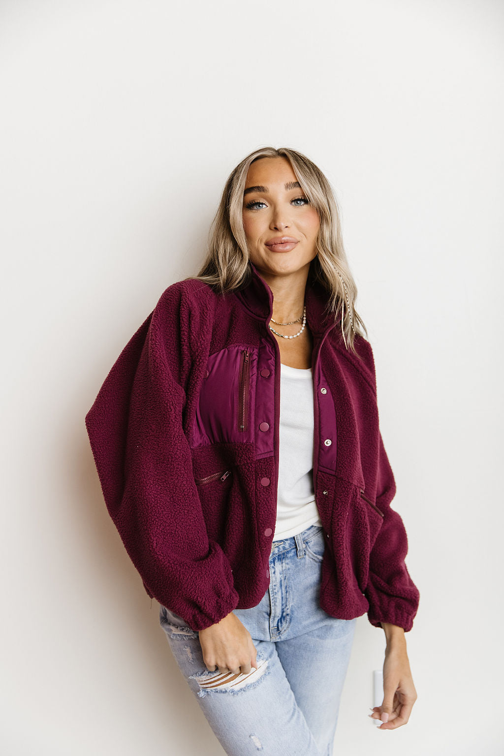 BEVIQUEEN Oversized Fleece Jacket- Plum