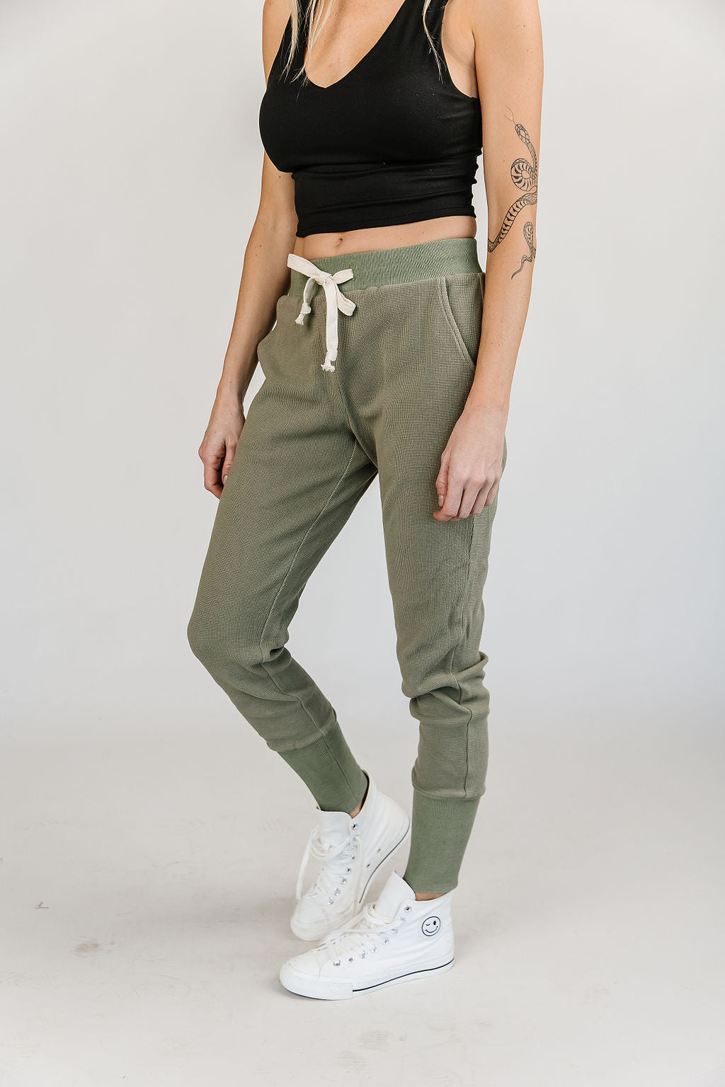 BEVIQUEEN Waffle Knit Joggers- Willow