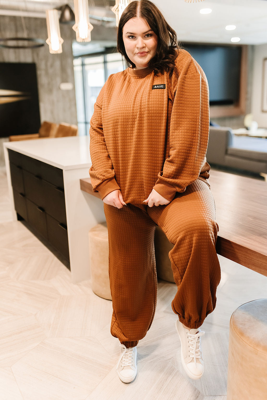 BEVIQUEEN Quilted Pullover - Copper