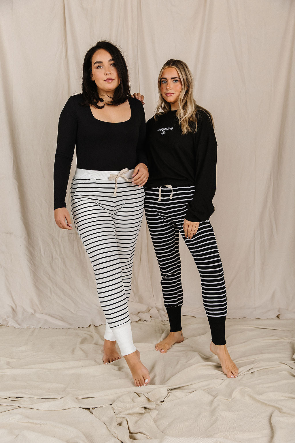 BEVIQUEEN New & Improved Joggers - Ivory Stripe