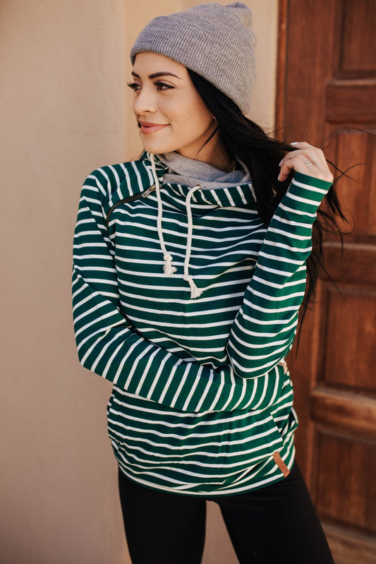BEVIQUEEN DoubleHood™ Sweatshirt - Line It Up Spruce & Grey