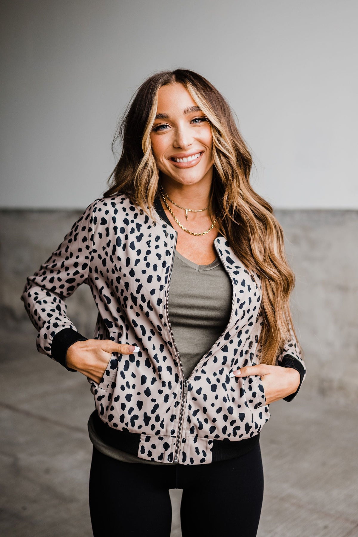 BEVIQUEEN Essential Bomber Jacket - Dusty Cheetah