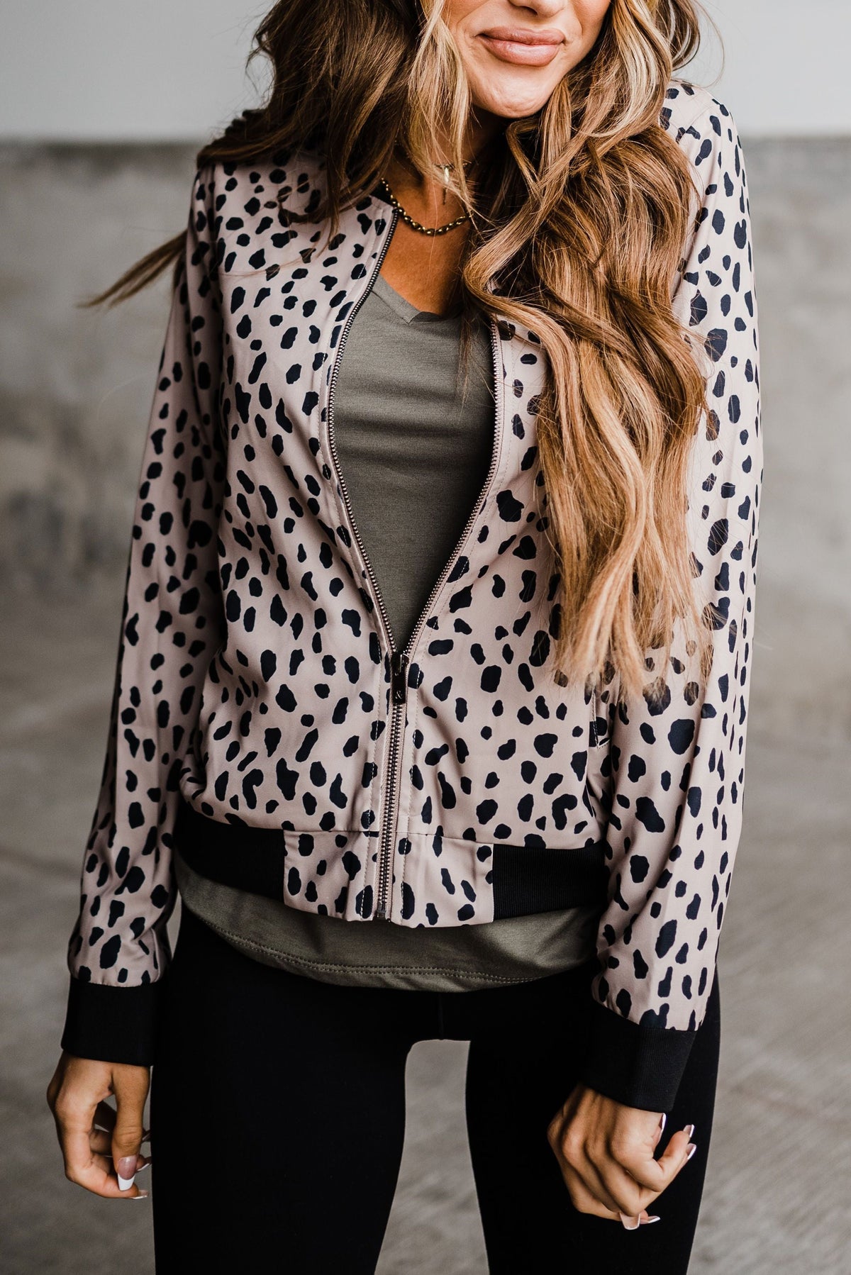 BEVIQUEEN Essential Bomber Jacket - Dusty Cheetah