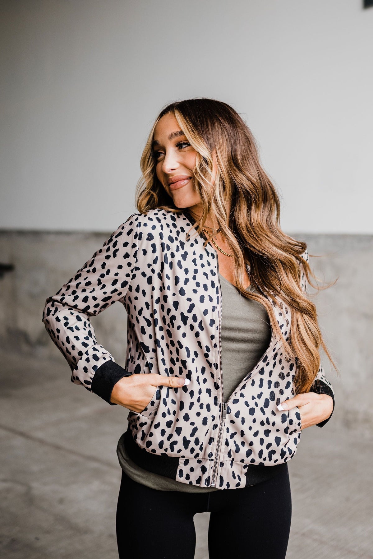 BEVIQUEEN Essential Bomber Jacket - Dusty Cheetah