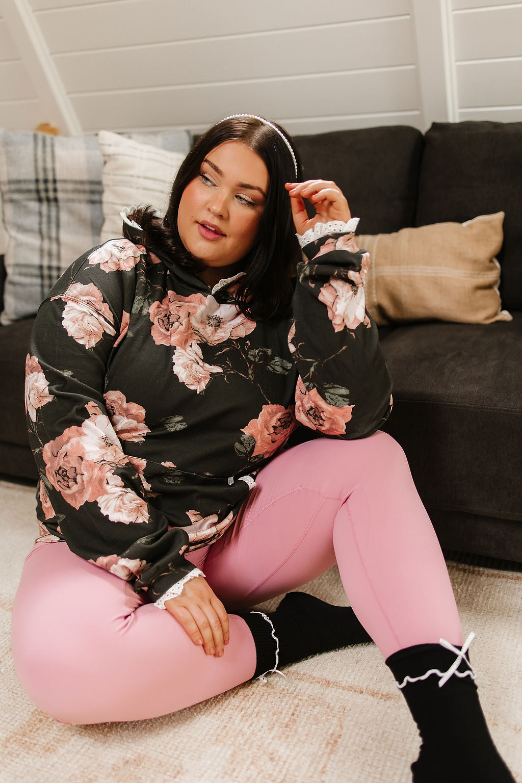 BEVIQUEEN University Hoodie - Blush & Blooms
