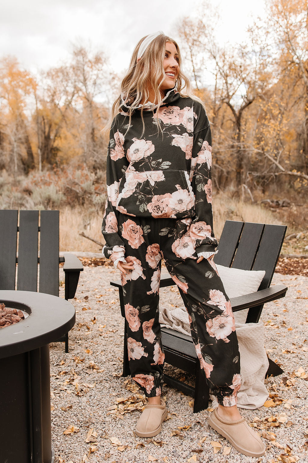 BEVIQUEEN University Hoodie - Blush & Blooms