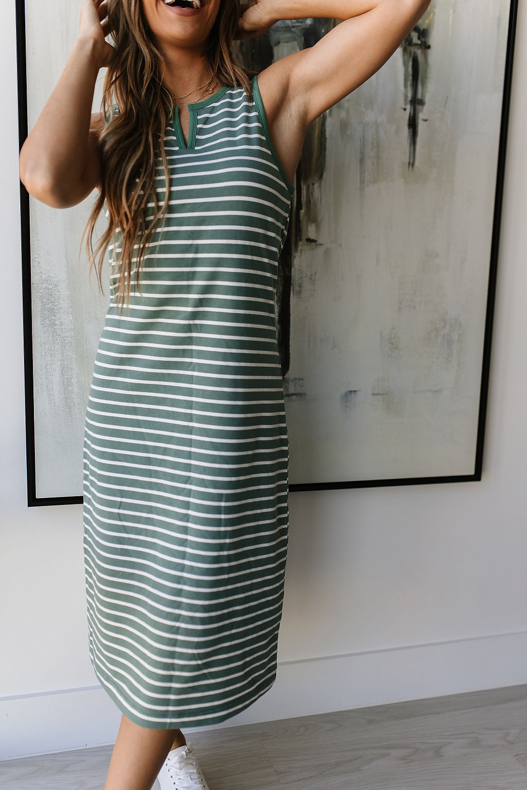 BEVIQUEEN Striped Midi Dress - Sweet Mint