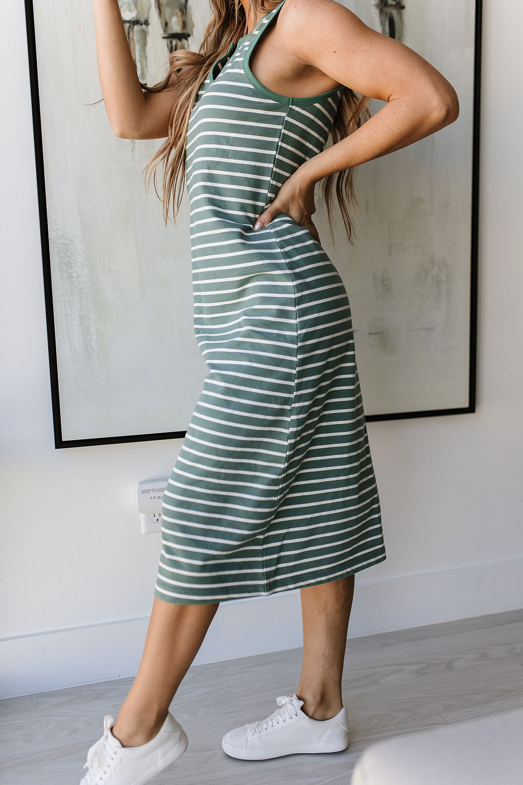 BEVIQUEEN Striped Midi Dress - Sweet Mint