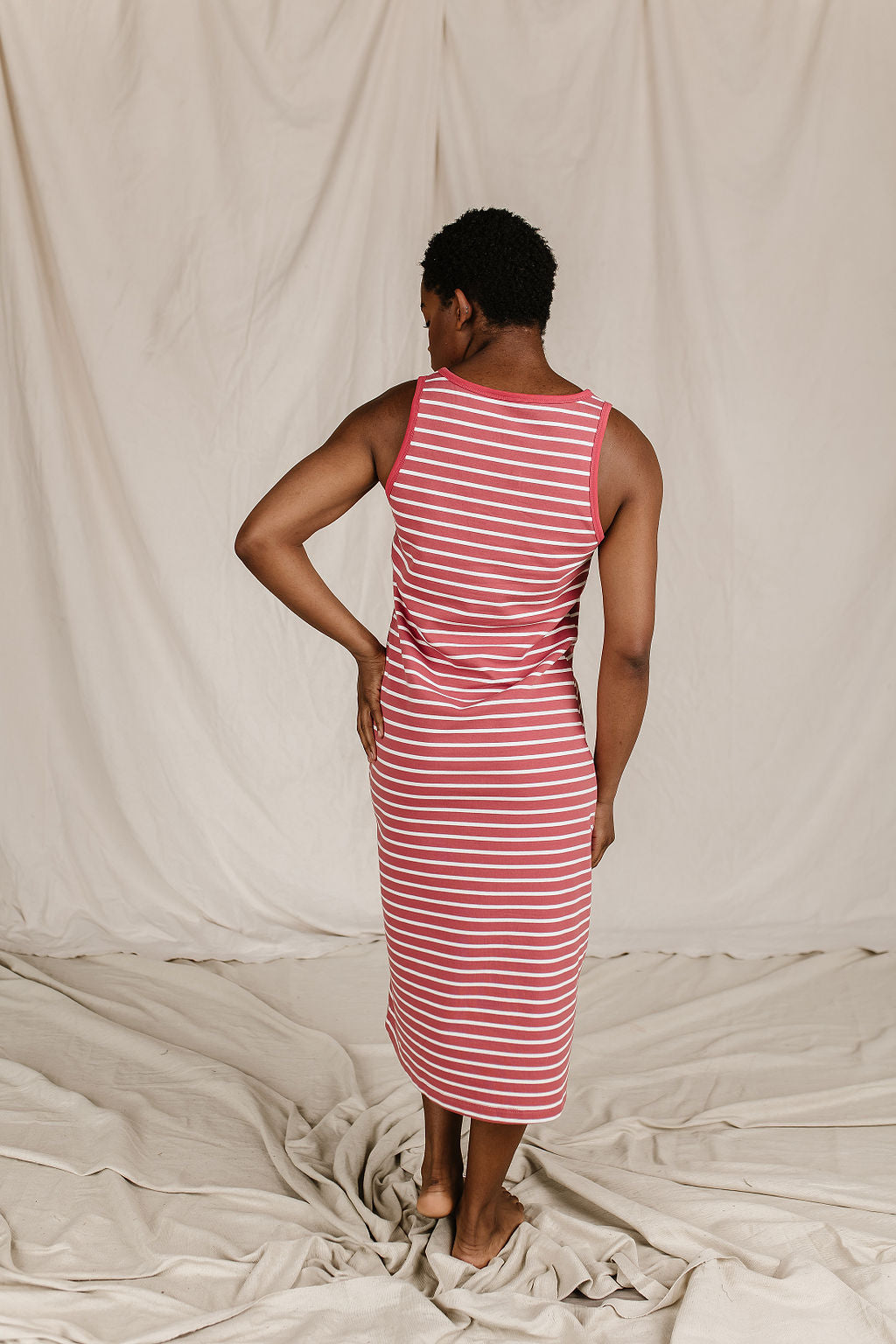 BEVIQUEEN Striped Midi Dress - Cherry Blossom